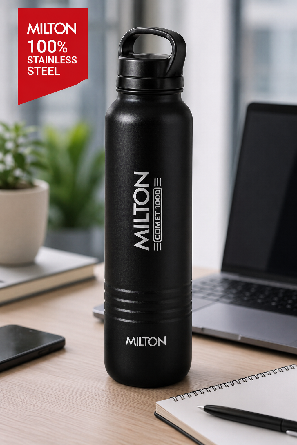 MILTON Comet 1000 Stainless Steel Water Bottle 1000ml Review – Leak Proof, Rust Proof & ISI Certified Water Bottle for School, Office & Gym